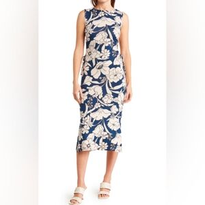 Velvet Torch Side Floral Print Side Cutout Midi Dress